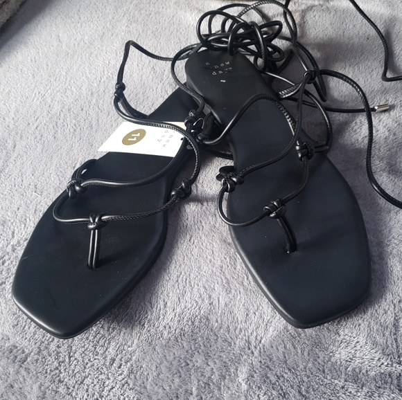 A new day Melrose Black Lace Up Sandals - Picture 4 of 7